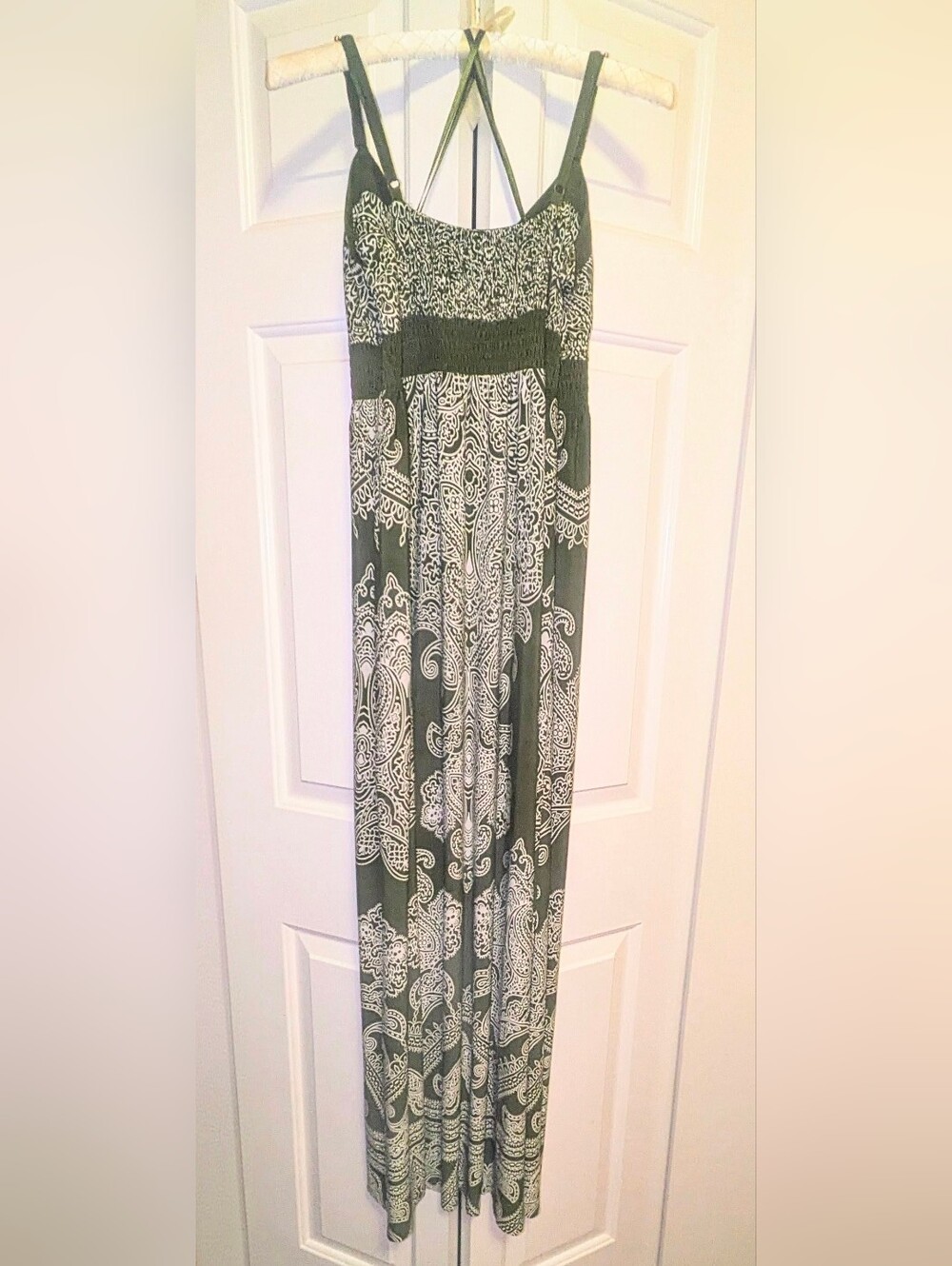 APT. 9 Paisley Spaghetti Strap Sleeveless Smocked Empire Waist Maxi Dress - M - Picture 3 of 16
